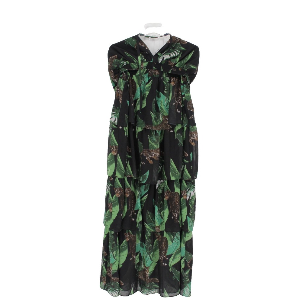 Fashion To Figure Women's Green Brown Leopard Palm‎ Print Maxi Dress Size 1 (XL)